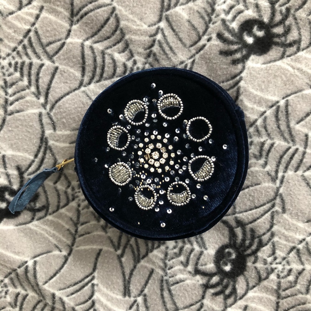 Anthropologie Velvet Moon Phases Pouch Clutch Bag